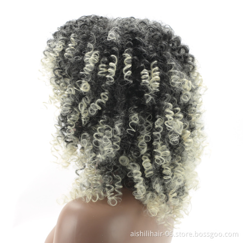 wholesale afro kinky curly wig ombre 613 color synthetic hair wigs for black women